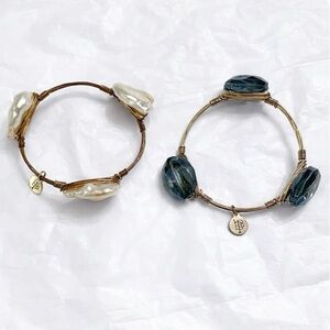 Bourbon and Bowties Pearl and Navy Bracelets